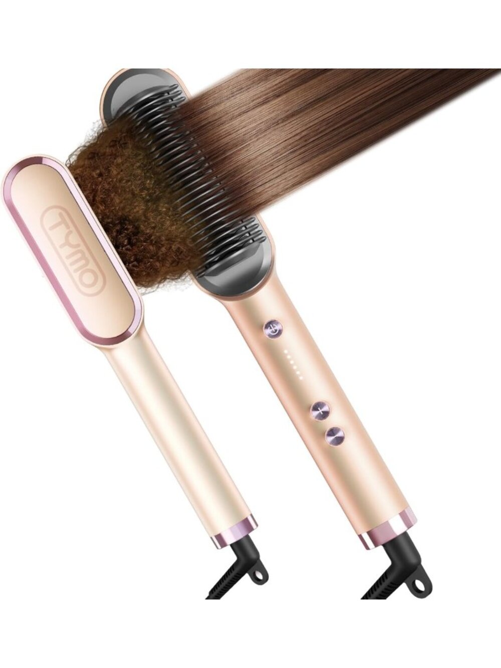 Hair Straightening Brush with Built-in Comb, Fast Heating, 5 Temp Settings